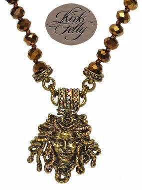 Kirks Folly Crystal Vampire Medusa with Magnetic Bronze Necklace Brass Oxidize